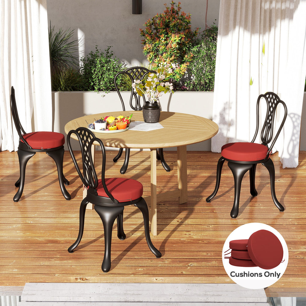 Patio Chair Cushions Set of 4 Round Seat Cushions for Dining Bistro Chairs Machine Washable, 15" x 15" x 3", Wine Red — product image 3