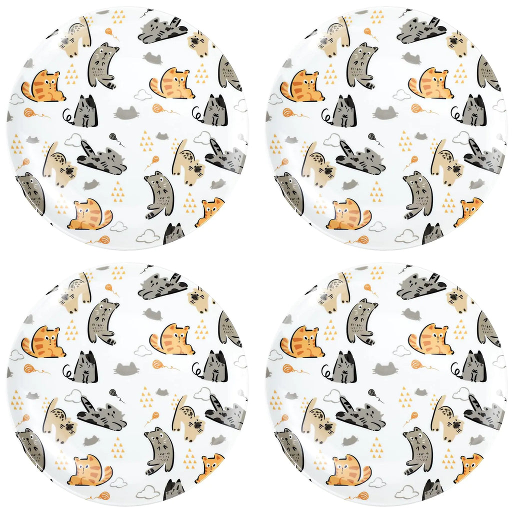 Bicuzat Little Cats Cartoon Ceramic Dinnerware Set - 8 Inch