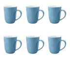 MIWARE 11 oz Porcelain Tea Mugs - Sea Blue, Set of 6