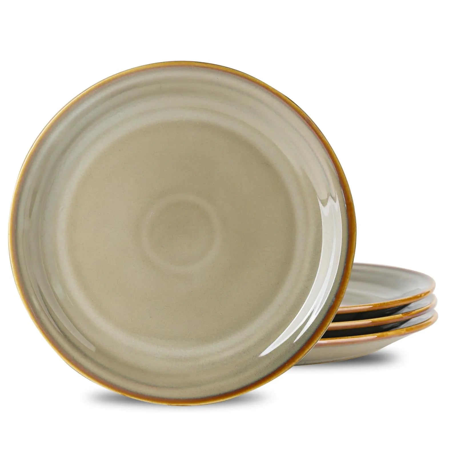 Hasense Classic Brown Ceramic Plates - 10" Set of 4