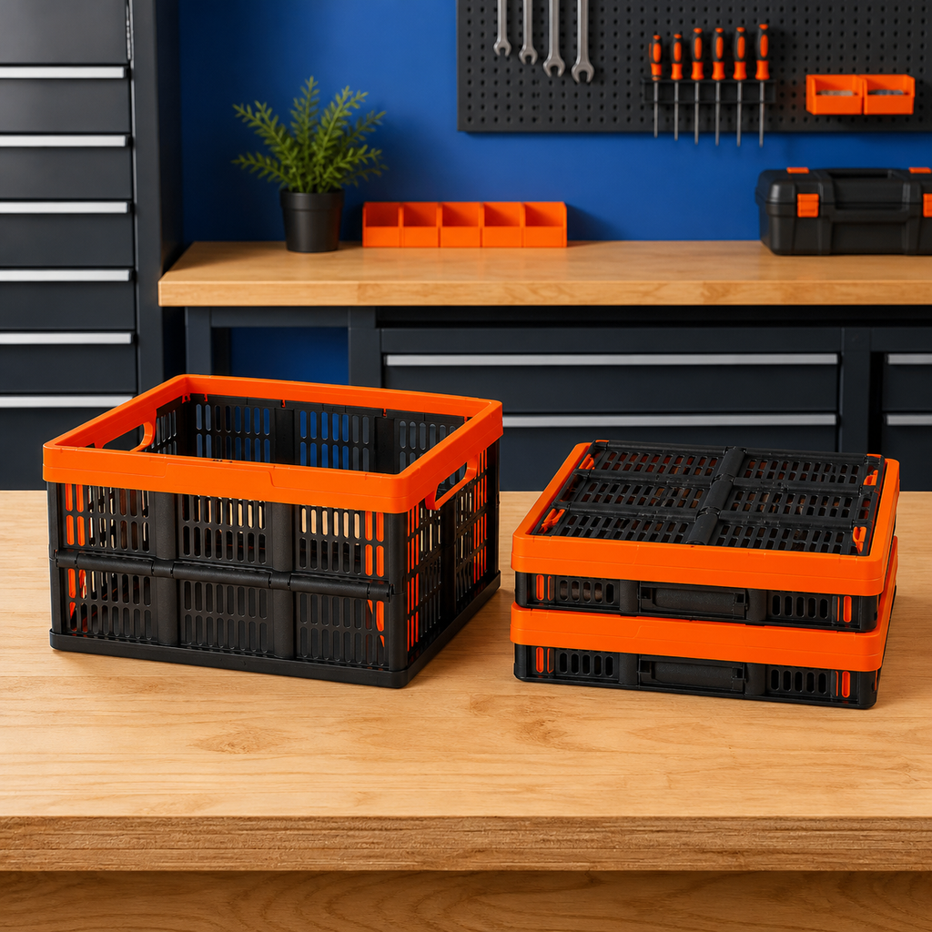 Set of Three 45 L Collapsible Storage Bins — vibrant garage product image