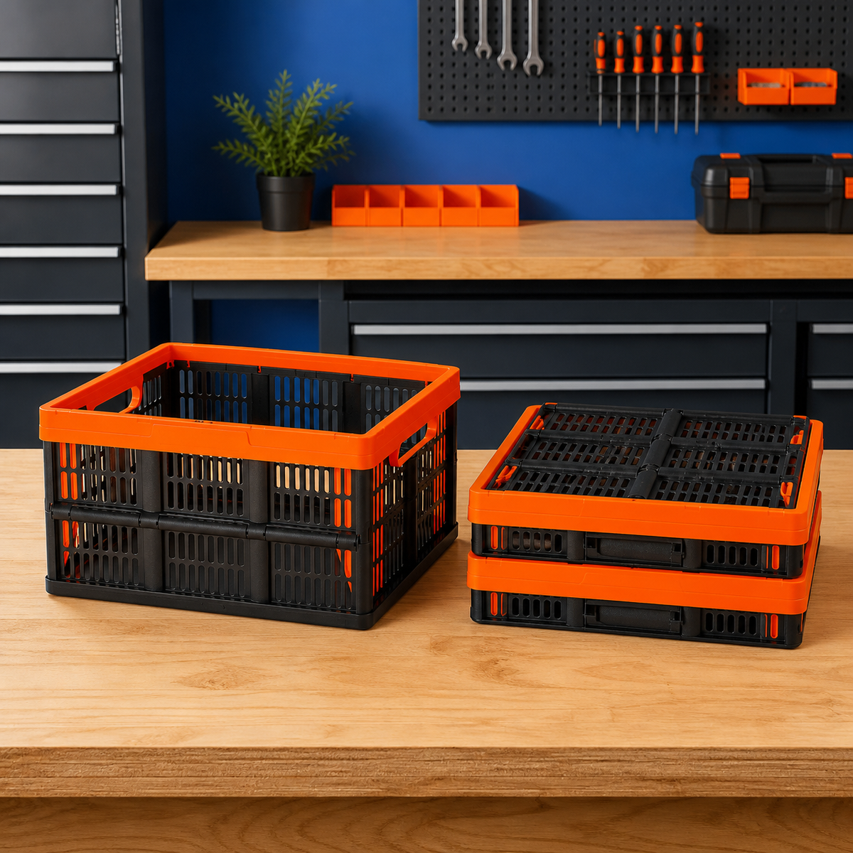 Set of Three 45 L Collapsible Storage Bins — vibrant garage product image