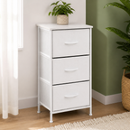 Three-Drawer Fabric Storage Dresser in a colorful contemporary interior