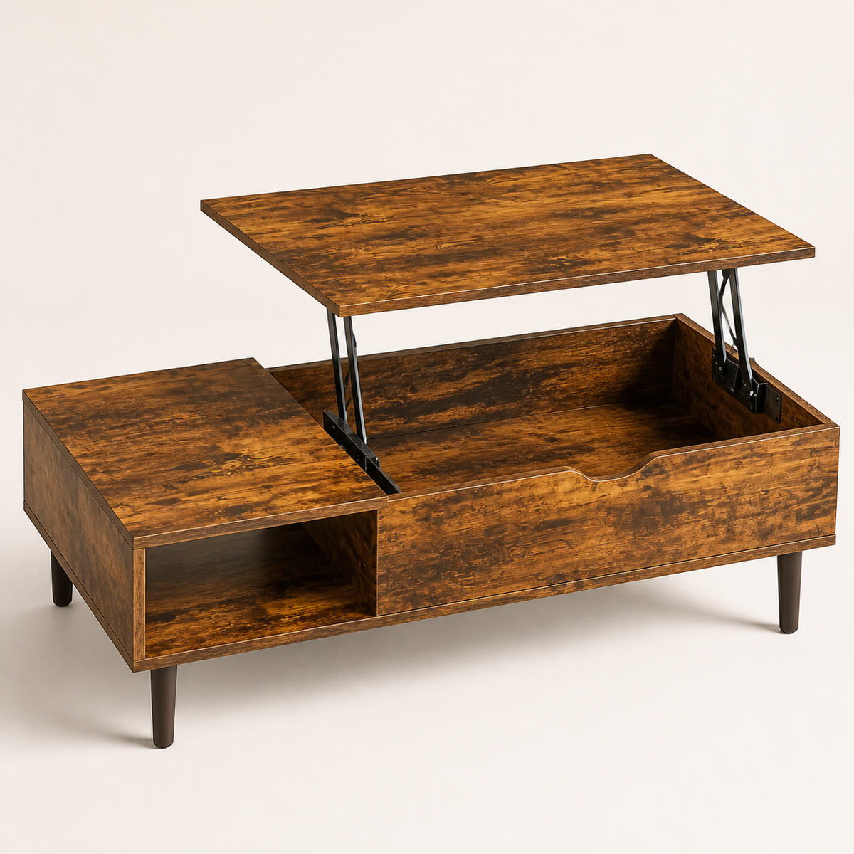 Lift-Top Coffee Table — Brown — premium studio product image