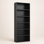 Six-Tier Industrial Bookcase — Black — premium studio product image