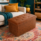 Brown 30-inch folding storage ottoman bench — vibrant primary product view