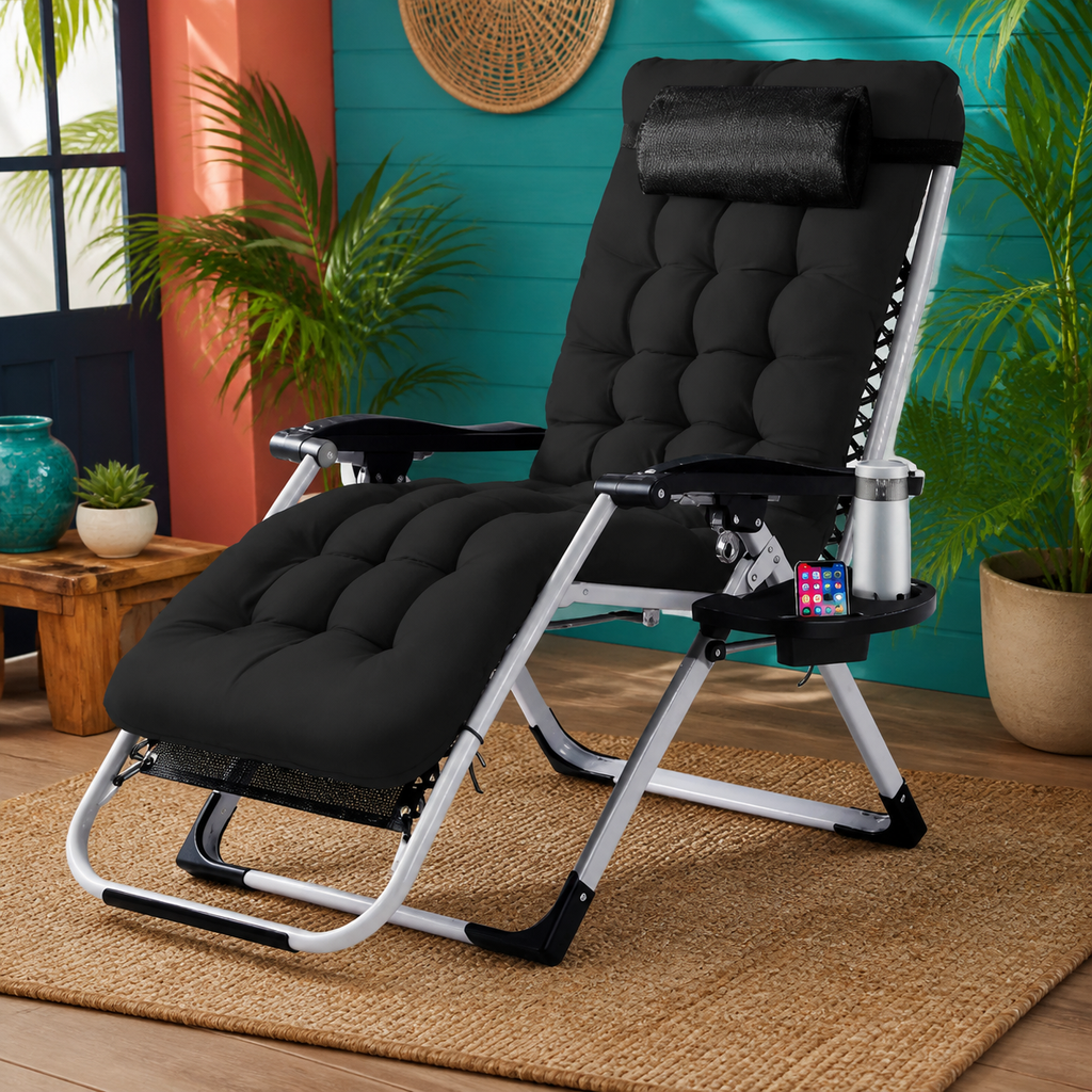 Zero-Gravity Patio Recliner — Black — square primary product view