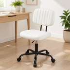 Armless Rolling Task Chair — White — styled home-office lifestyle image
