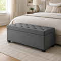 Cushioned Storage Ottoman with Legs — Dark Gray — styled bedroom lifestyle image