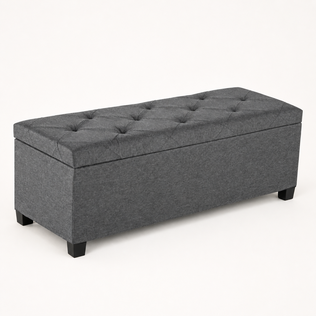 Cushioned Storage Ottoman with Legs — Dark Gray — premium studio product image
