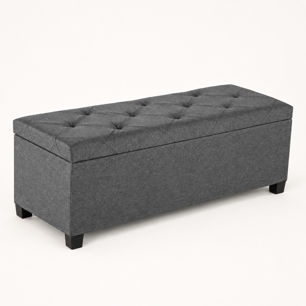Cushioned Storage Ottoman with Legs — Dark Gray — premium studio product image