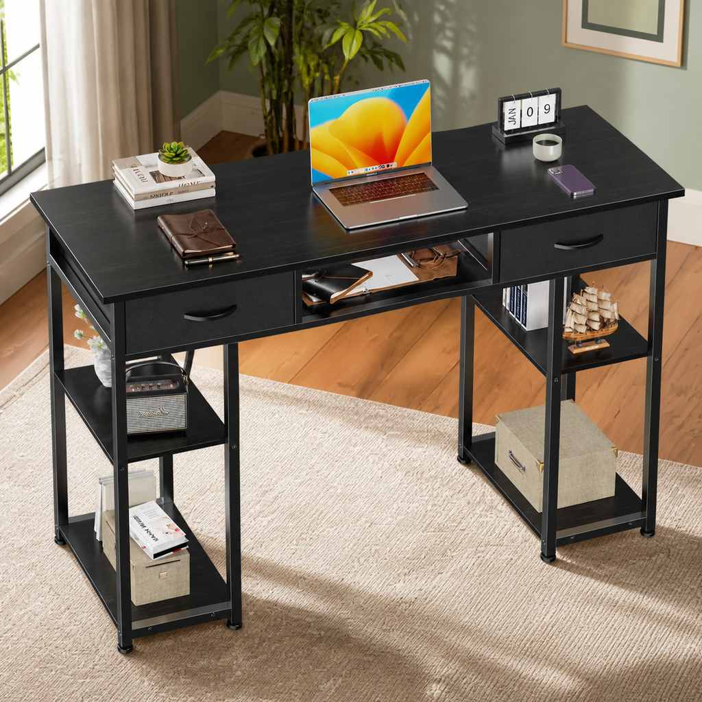 Compact Writing Desk — Black, 48 in. in a colorful contemporary setting