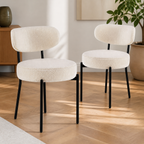 Upholstered Low-Back Dining Chairs — Set of 2, Beige in a colorful contemporary setting