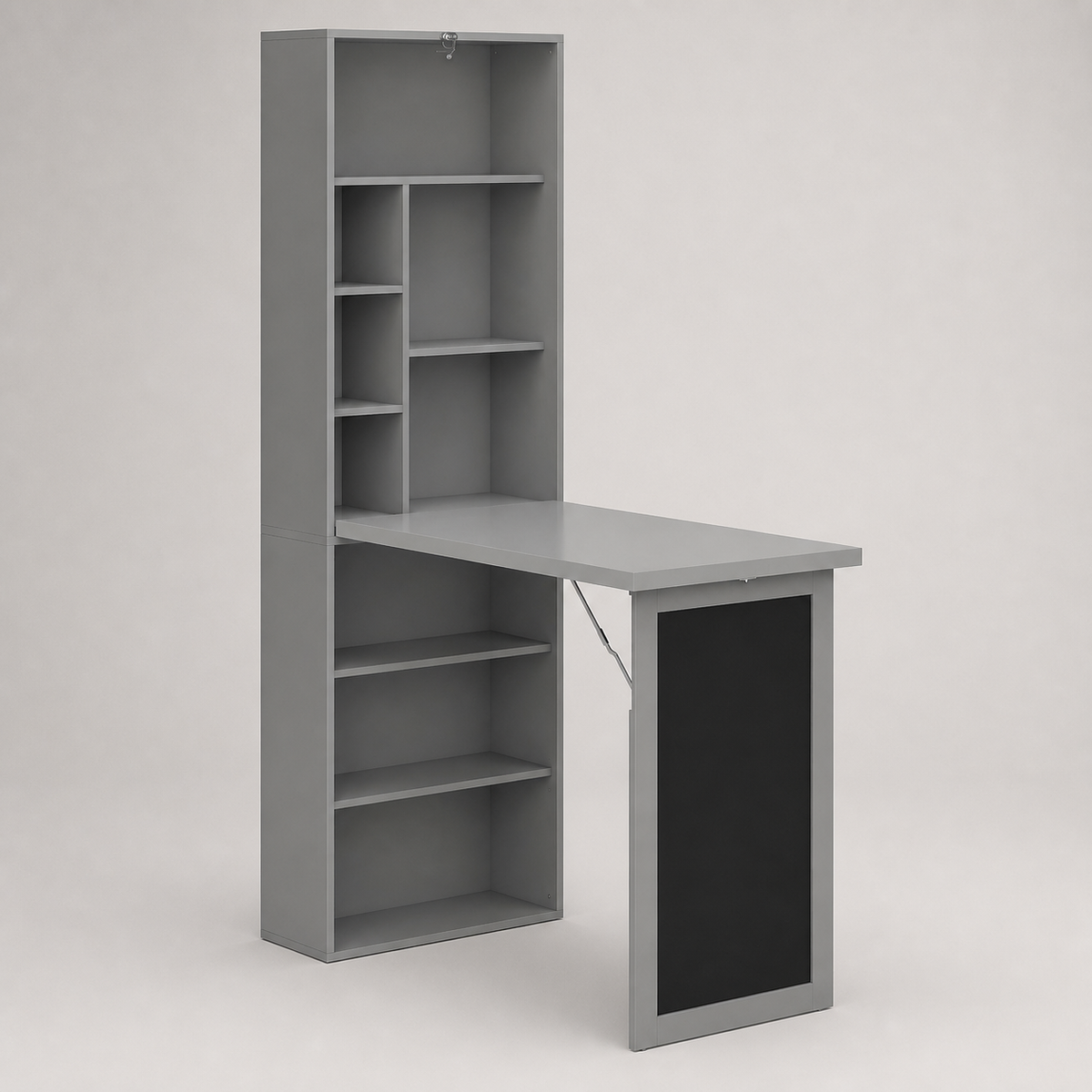 Charcoal Gray Wall-Mounted Fold-Out Desk with Blackboard — premium studio product image