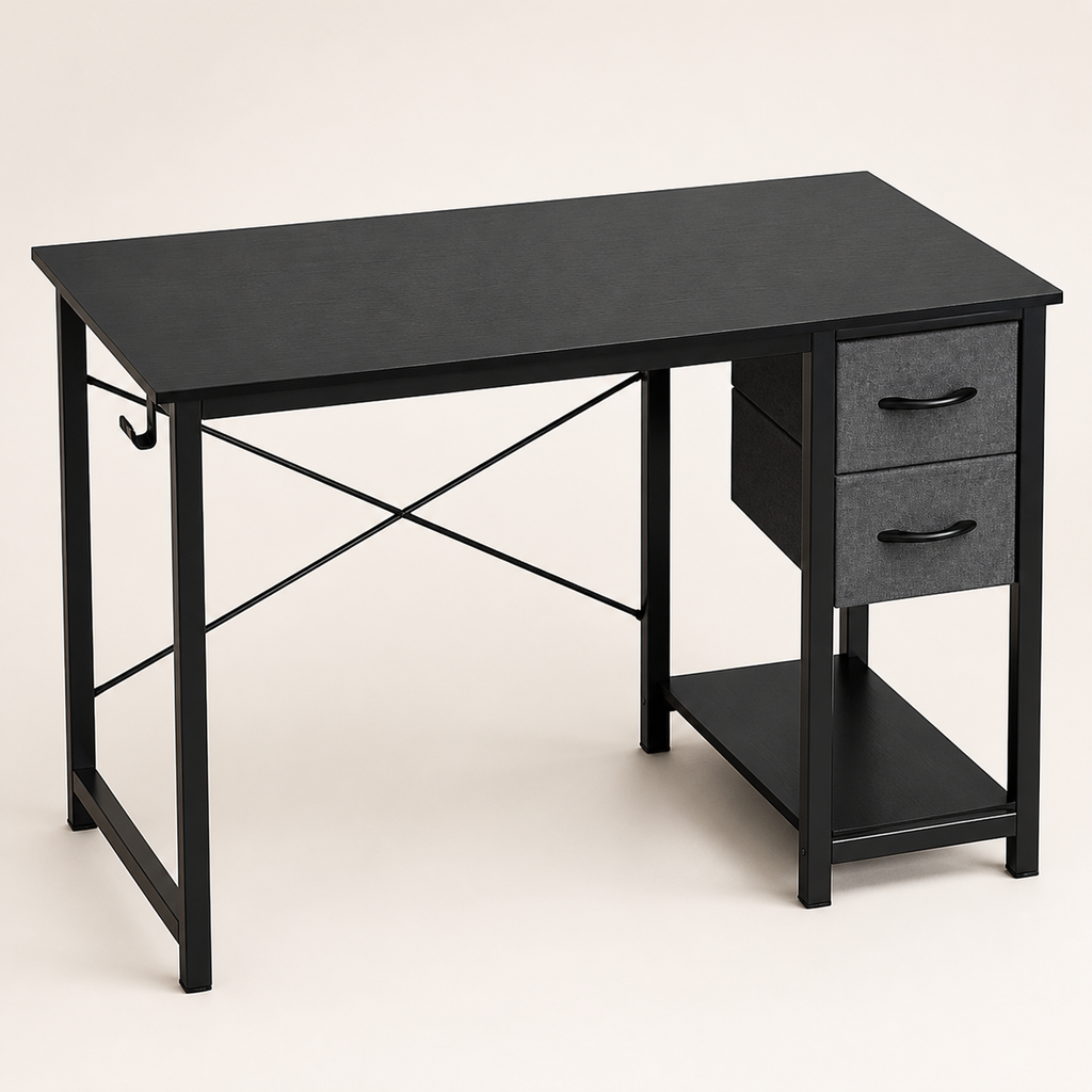 Black 40-Inch Computer Desk with Two Drawers — premium studio product image