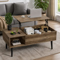 Lift-Top Coffee Table with Hidden Storage — Gray in a colorful realistic setting