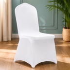Stretch Folding Chair Covers — Set of 100, White in a colorful contemporary setting