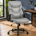 High-Back Office Chair with Flip-Up Arms — Gray in a colorful contemporary setting
