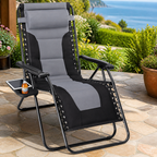 Foldable Zero-Gravity Outdoor Recliner — Black and Gray in a colorful realistic setting