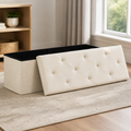 Foldable Storage Bench — Beige, 43 in. in a colorful realistic setting