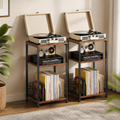 Three-Tier Record Player Stands — Set of 2, Brown in a colorful contemporary setting