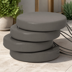 Round Patio Chair Cushions — Set of 4, Dark Gray in a colorful realistic setting