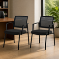 Mesh-Back Guest Chairs — Set of 2, Black in a colorful realistic setting
