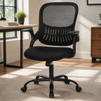 Mid-Back Ergonomic Office Chair — Black in a colorful realistic setting
