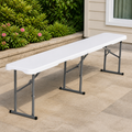 Portable Folding Bench — White, 6 ft. in a colorful realistic setting
