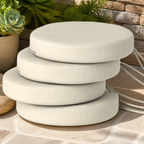 Round Patio Chair Cushions — Set of 4, Cream in a colorful realistic setting