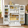 Freestanding Five-Tier Kitchen Pantry — White in a colorful realistic setting