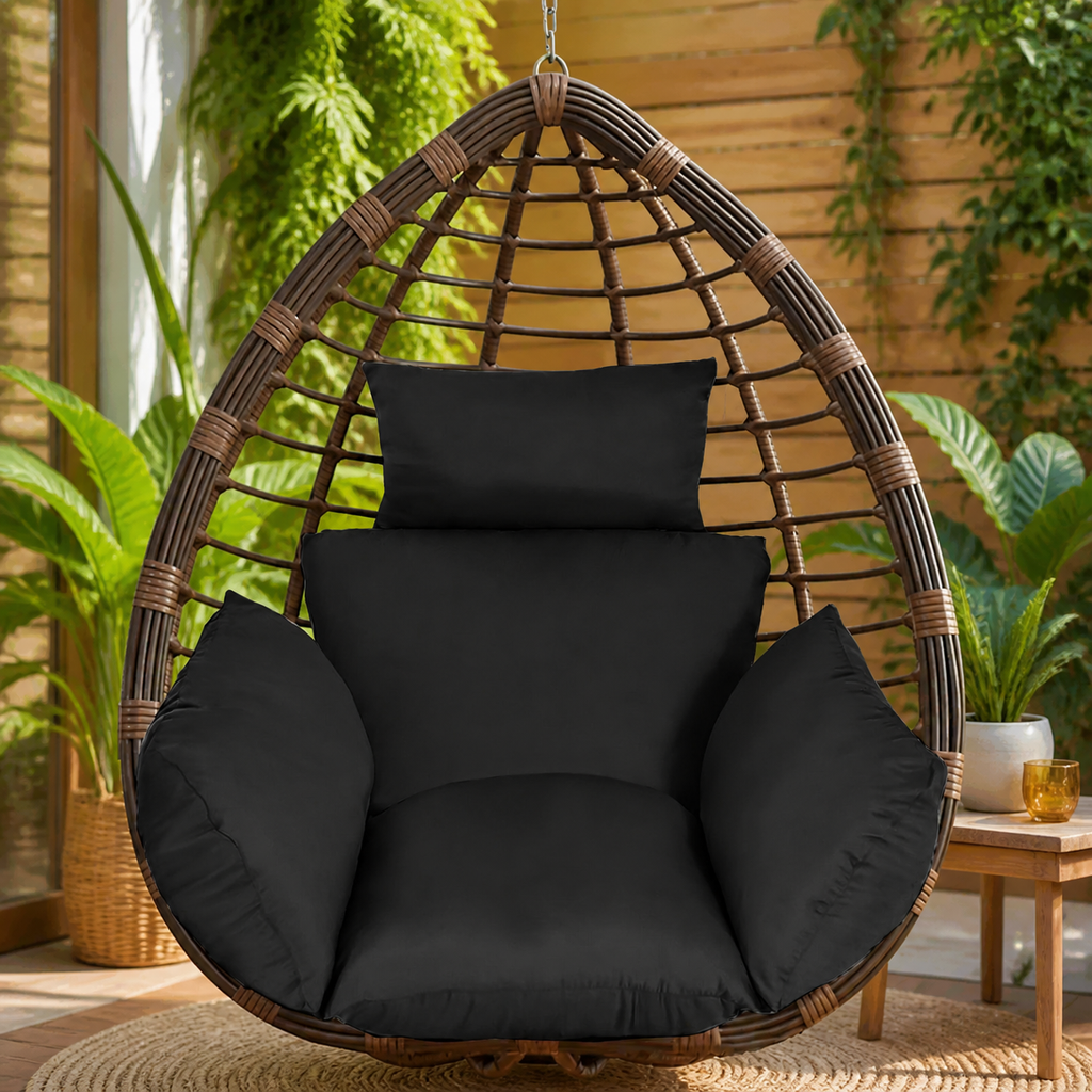 Egg Chair Cushion with Headrest in a colorful realistic setting