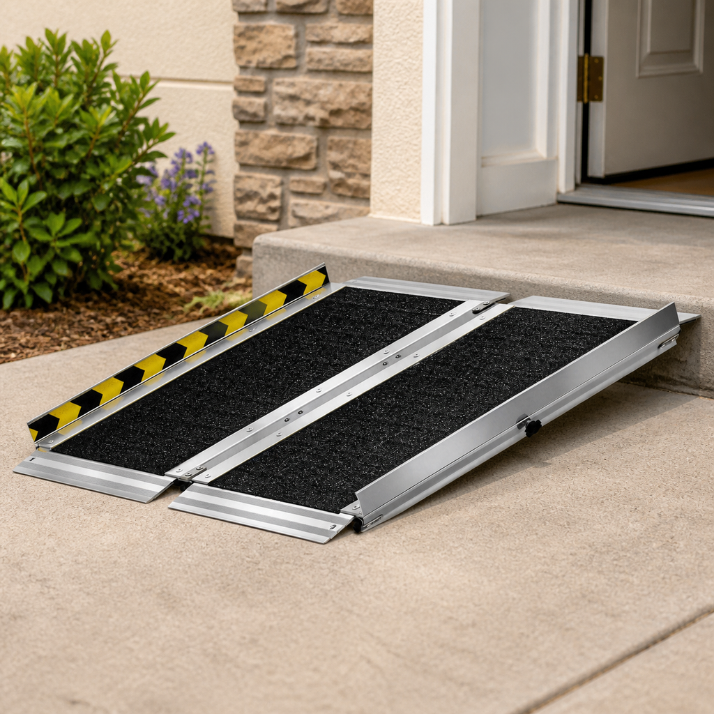 Non-Slip Folding Wheelchair Ramp — 2 ft. in a colorful realistic setting