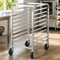 Ten-Tier Rolling Kitchen Sheet-Pan Rack in a colorful realistic setting