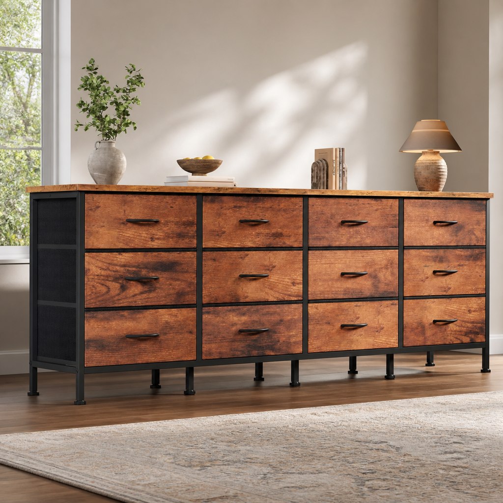Twelve-Drawer Media Storage Cabinet in a colorful realistic setting
