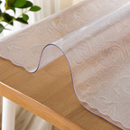 Clear Waterproof Table Protector — 42 × 78 in. in a colorful realistic setting