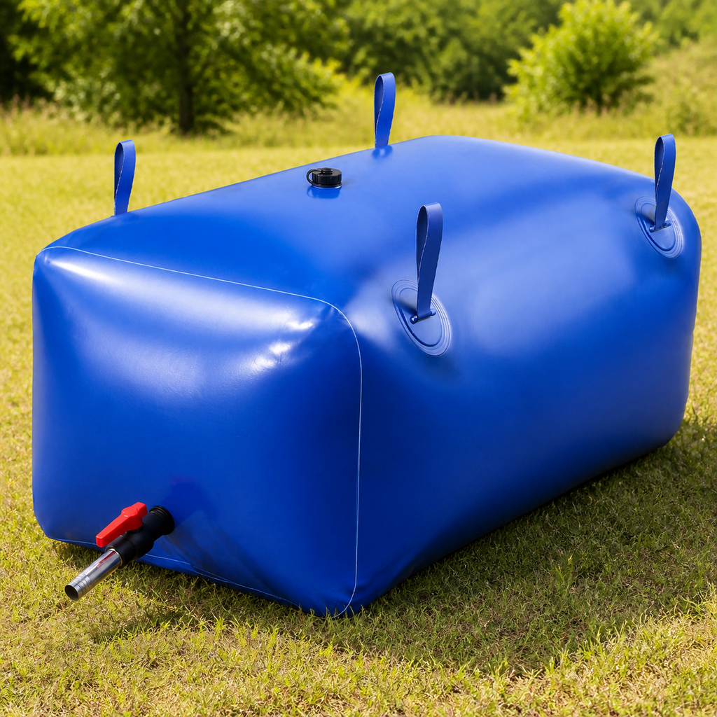 Collapsible Water Storage Bladder — 63.4 gal. in a colorful realistic setting