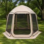 Pop-Up Screen House Tent — Beige, 10 × 9.2 ft. in a colorful realistic setting