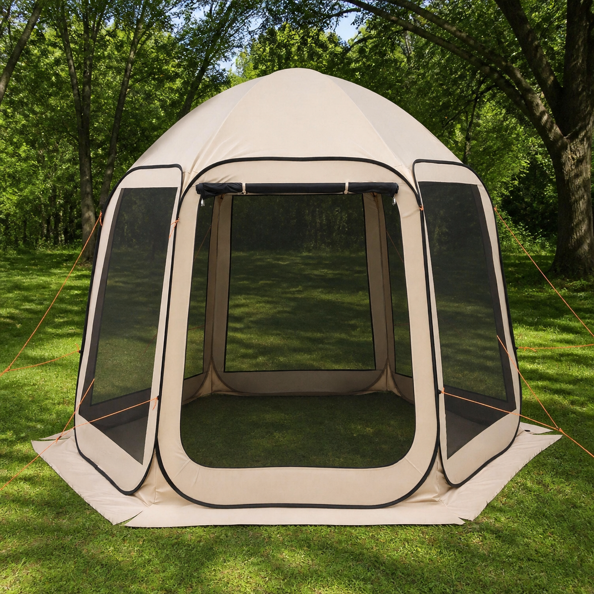 Pop-Up Screen House Tent — Beige, 10 × 9.2 ft. in a colorful realistic setting