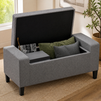 Linen Storage Ottoman Bench — Gray, 36 in. in a colorful realistic setting
