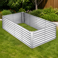 Galvanized Raised Garden Bed — Silver, 8 × 4 ft. in a colorful realistic setting