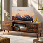 Modern Media Console Cabinet — Black in a colorful realistic setting