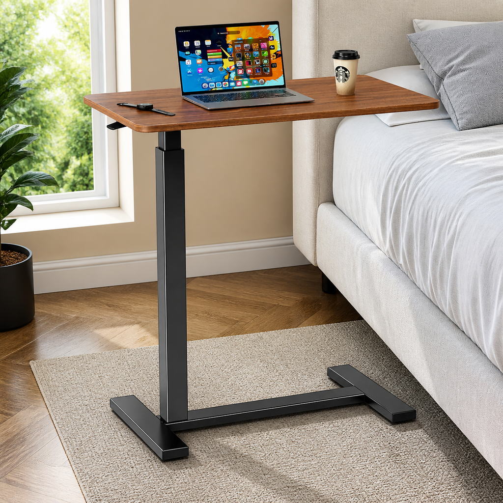 Adjustable Mobile Bedside Table in a colorful realistic setting