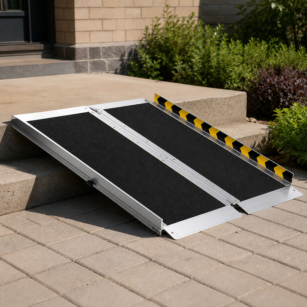 Non-Slip Folding Wheelchair Ramp — 3 ft. in a colorful realistic setting