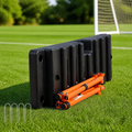 Dual-Sided Adjustable Soccer Rebounder Board in a colorful realistic setting