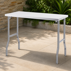 Folding Stainless-Steel Prep Table — 48 × 24 in. in a colorful realistic setting
