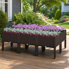 Raised Garden Planter Beds with Legs — Set of 6 in a colorful realistic setting