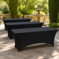 Stretch Fitted Table Covers — Set of 3, Black, 6 ft. in a colorful realistic setting
