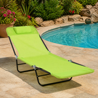 Folding Outdoor Chaise Lounge — Green in a colorful realistic setting
