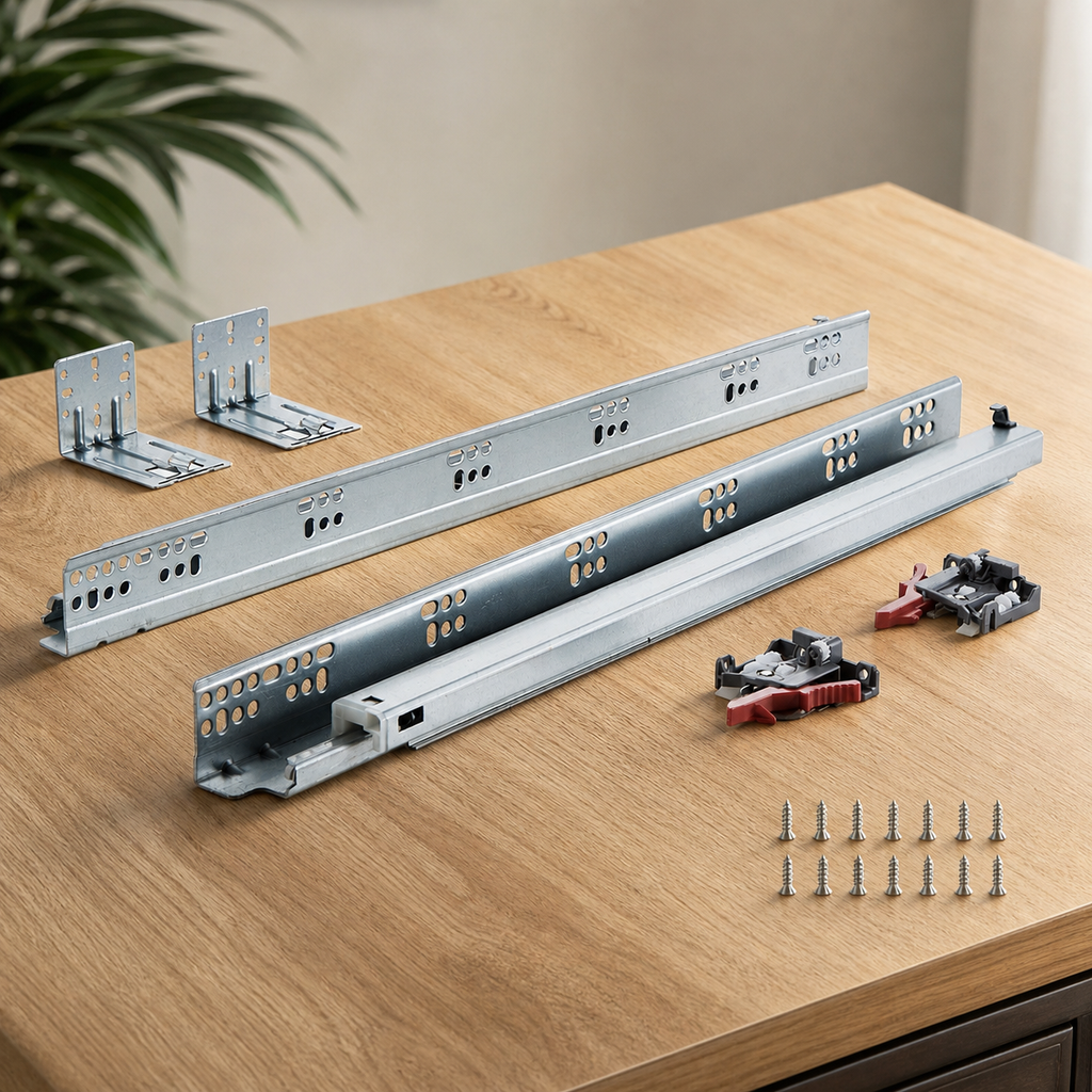 Soft-Close Drawer Slides — 21 in., 10 Pairs in a colorful realistic setting
